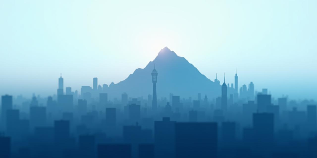 Subtle overlay of a city skyline and mountain peak